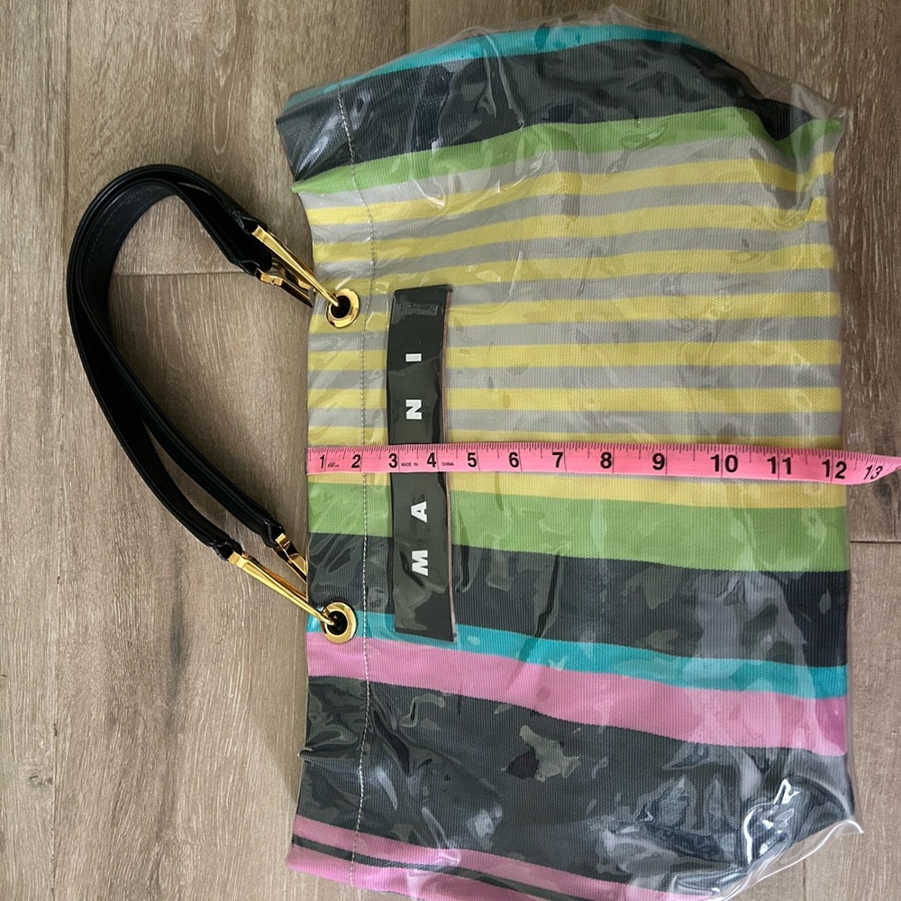 NWT Marni Multicolor Clear Overlay Striped PVC Tote — Green Pink Blue Gray - Picture 8 of 9